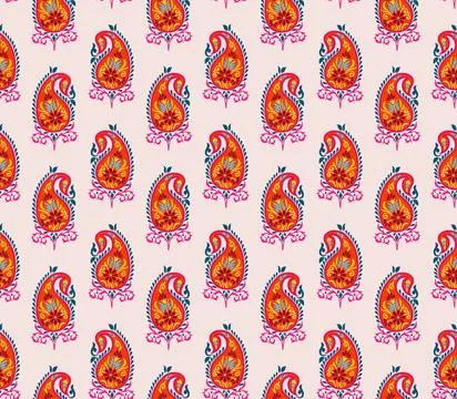 Raditional Indian Paisley pattern on background. allover pattern Stock Illustration