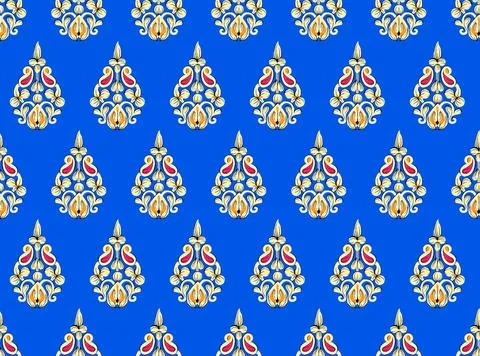 Raditional Indian Paisley pattern on background. allover pattern Stock Illustration