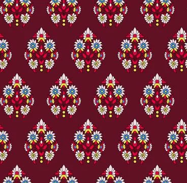 Raditional Indian Paisley pattern on background. allover pattern Stock Illustration