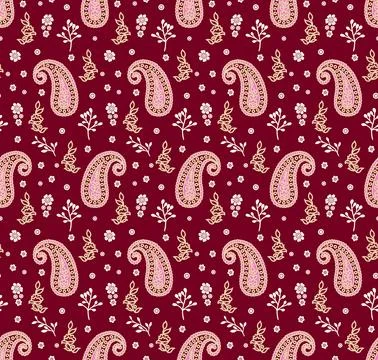 Raditional Indian Paisley pattern on background. allover pattern Ilustração Stock