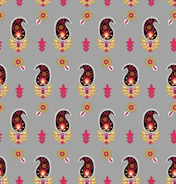 Raditional Indian Paisley pattern on background. allover pattern Stock Illustration