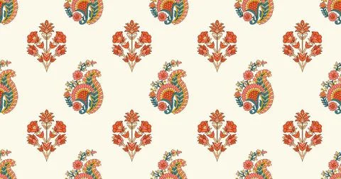 Raditional Indian Paisley pattern on background. allover pattern Stock Illustration