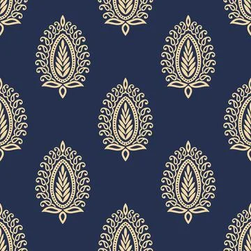 Raditional Indian Paisley pattern on background. allover pattern Stock Illustration
