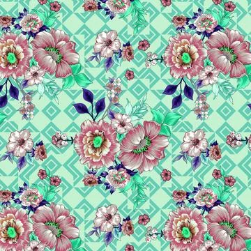 Raditional Indian Paisley pattern on background. allover pattern Ilustração Stock