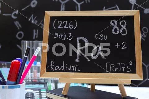 Radium and symbol structural formula chemical on the blackboard Stock ...