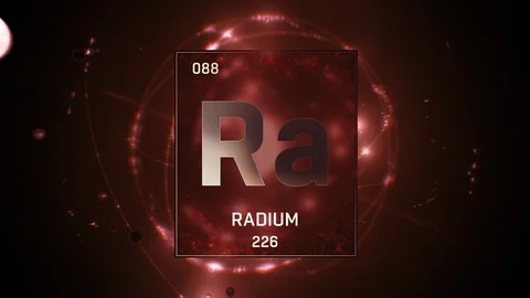 Radium as Element 88 of the Periodic Table 3D illustration on red background 스톡 동영상 120623017
