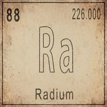 Radium Element Card from Periodic Table on Vintage Old Paper Stock Illustration