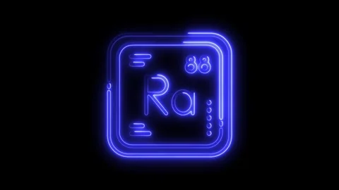Radium element periodic table glowing neon style on dark background science.. Stock Footage 308459048