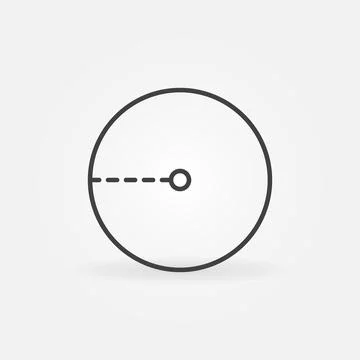 Radius of a Circle vector concept linear icon or sign Illustrazione stock