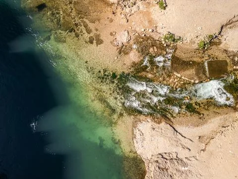 Radobolja Stream Mostar Top Down Drone Photo Meeting Neretva River Stock Photos