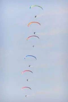 RADOM, POLAND - AUGUST 26, 2017 :The Flying Dragons aerobatic group of paramo Foto stock