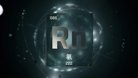 Radon as Element 86 of the Periodic Table 3D illustration on green background Video stock 126453690