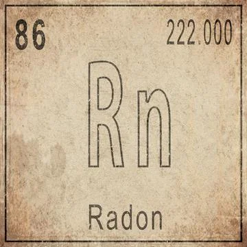 Radon Element Card from Periodic Table on Vintage Old Paper Stock Illustration