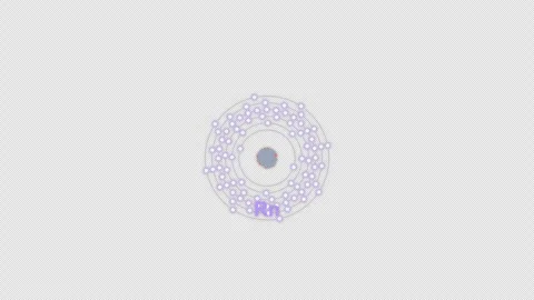Radon Rn Bohr Atom Model Clean No Text Animation Video Overlay Alpha 4K Stockbeeldmateriaal 339366834