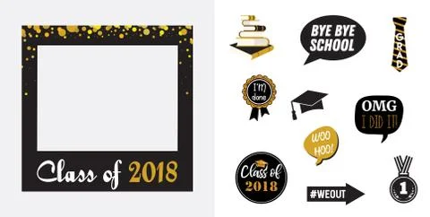 Raduation party vector design elements and photo booth props Stock Illustration