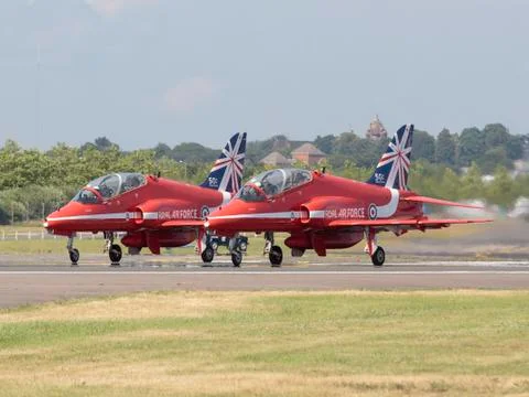 RAF Red Arrows in BAE Hawk T1 trainers Stock Photos