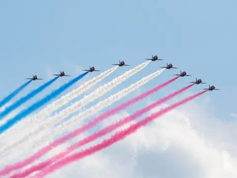 RAF Red Arrows in BAE Hawk T1 trainers Stock Photos