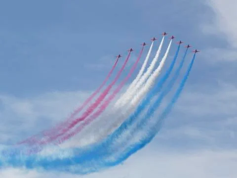 RAF Red Arrows in BAE Hawk T1 trainers Stock Photos