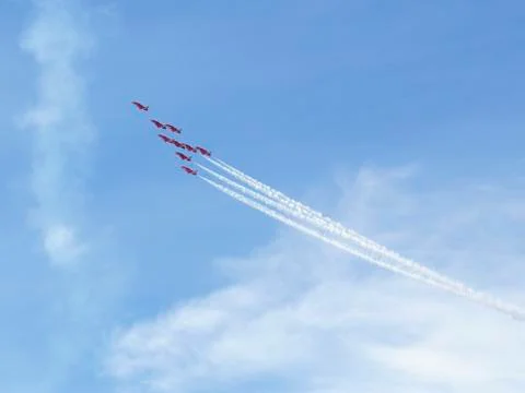 RAF Red Arrows in BAE Hawk T1 trainers Stock Photos