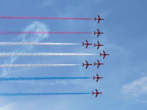 RAF Red Arrows in BAE Hawk T1 trainers Stock Photos