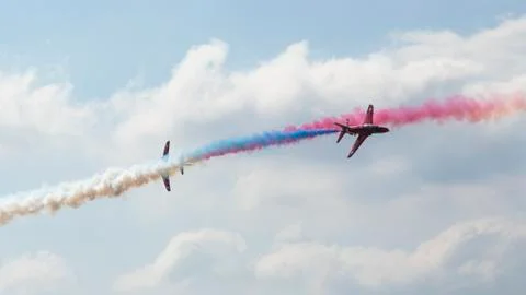 RAF Red Arrows in BAE Hawk T1 trainers Stock Photos