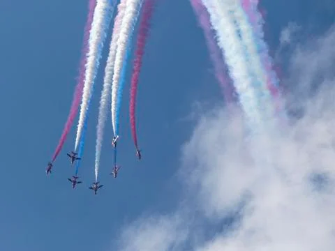 RAF Red Arrows in BAE Hawk T1 trainers Stock Photos