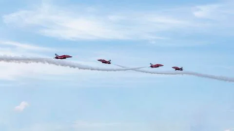 RAF Red Arrows in BAE Hawk T1 trainers Stock Photos
