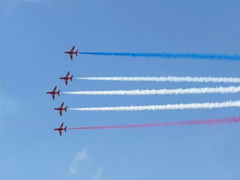RAF Red Arrows in BAE Hawk T1 trainers Stock Photos