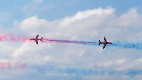 RAF Red Arrows in BAE Hawk T1 trainers Stock Photos