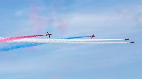 RAF Red Arrows in BAE Hawk T1 trainers Stock Photos