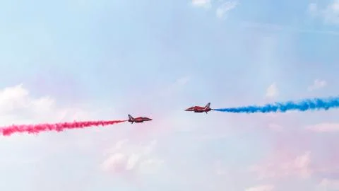RAF Red Arrows in BAE Hawk T1 trainers Stock Photos