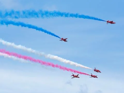 RAF Red Arrows in BAE Hawk T1 trainers Stock Photos