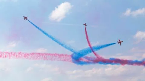 RAF Red Arrows in BAE Hawk T1 trainers Stock Photos