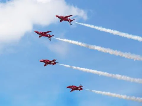 RAF Red Arrows in BAE Hawk T1 trainers Stock Photos