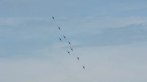 RAF Red Arrows, Hawk T1A, Air Show, Sky Aerobatic Team, Plane acrobatics Stock Footage 150157309