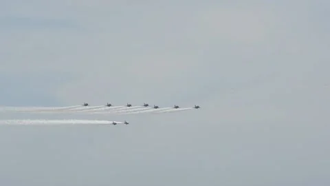 RAF Red Arrows, Hawk T1A, Air Show, Sky Aerobatic Team, Plane acrobatics Stock Footage 150157450