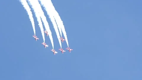 RAF Red Arrows, Hawk T1A, Air Show, Sky Aerobatic Team, Plane acrobatics Stock-Footage 150157603