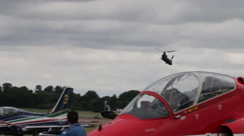 RAF red arrows propeller moving Stock Footage 59036597
