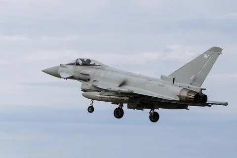 RAF Typhoon coming into land Stock Photos