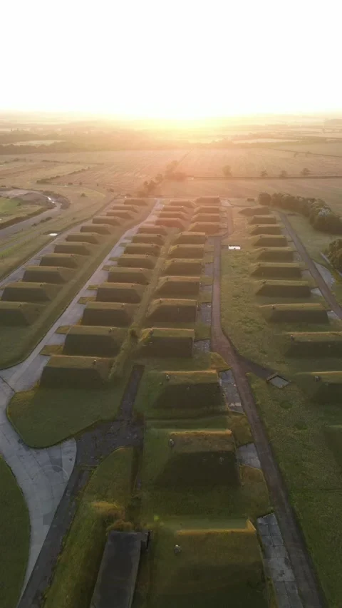 RAF Upper Heyford sunrise drone footage Stock Footage 247463815
