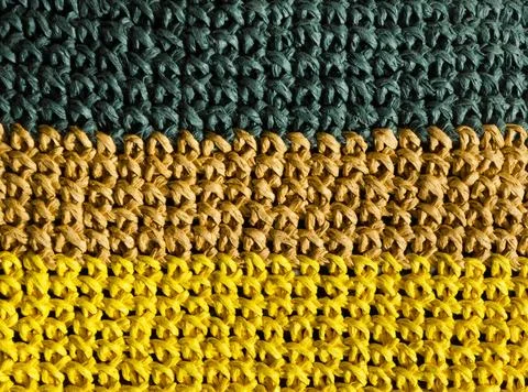 Raffia knitting texture close-up. Crochet from ECO material. Stock Photos