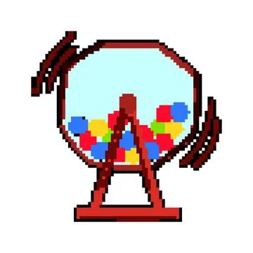 Raffle lotto ball machine pixel art vector illustration Stock Illustration