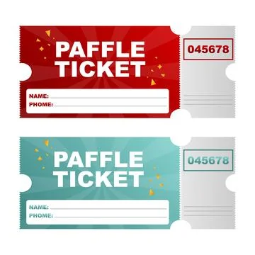 Raffle Ticket Template Set. Vector illustration. Stock Illustration