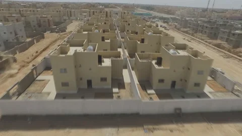 Rafha Housing Project. Large construction project in the desert of Saudi Arabia. Stock-Footage 116409206