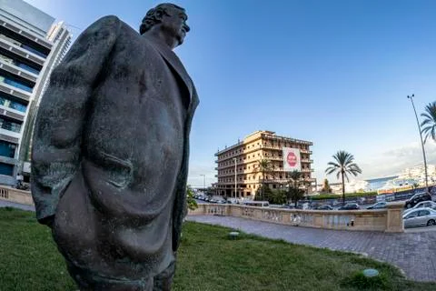 Rafik Hariri Statue - Special Tribunal for Hariri's 2005 assassination Stock Photos