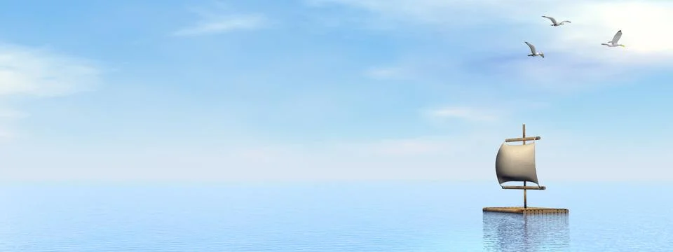 Raft - 3D render Illustrazione stock