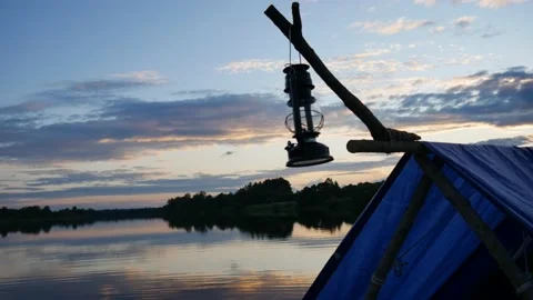 Raft with beautiful evening sky 스톡 동영상 219434078