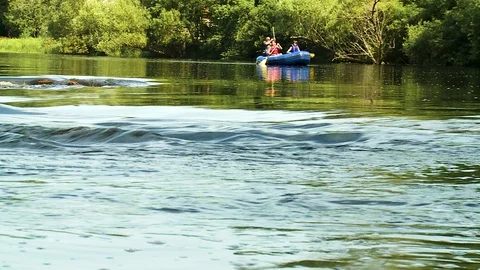 A Raft  Floating Down the River Stock Footage 115272397