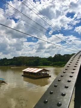 Raft in river Foto stock