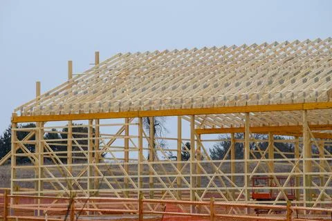 Rafter frame of a new building Stock Photos